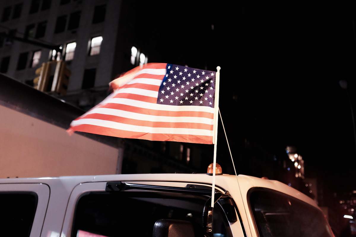 american flag USA Flag on vehicle side mirror new york
